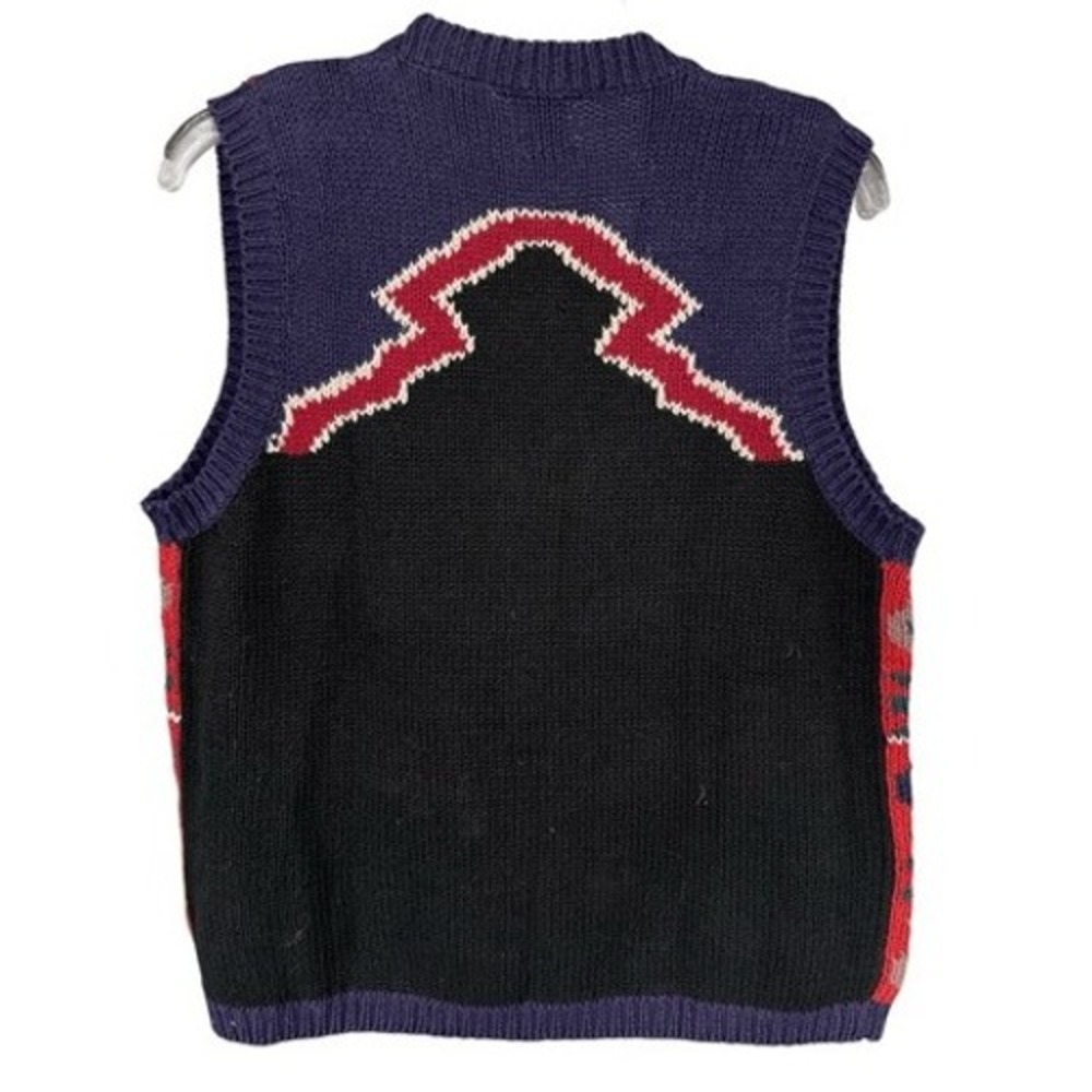 T3 Vintage 90s Knit Sweater Vest Button Front Geometric Abstract Pattern‎ - Picture 6 of 6